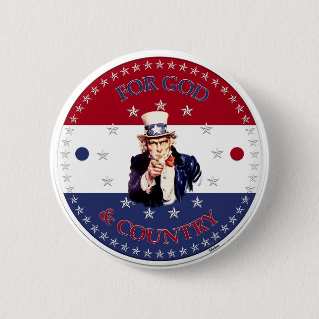Für Gott und Land Uncle Sam Button (Vorderseite)