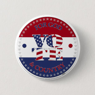 Für Gott und Land USA Flag V O T E! Button