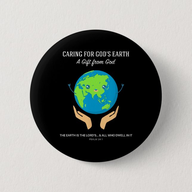 Für Gottes Erde gekümmert - Christliche Kreation - Button (Vorderseite)