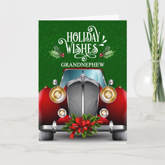 für Grandnephews Red Classic Car Weihnachten (Vorderseite)