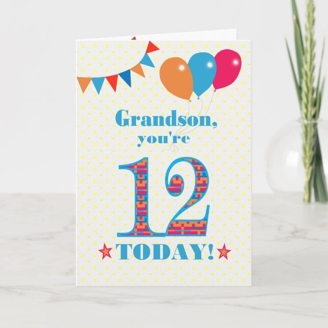 Für Grandson 12. Geburtstagskarte Karte (Vorderseite)