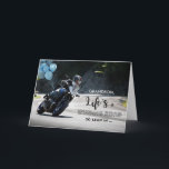 Für Grandson Motorrad Thema Geburtstag auf Kurs Karte<br><div class="desc">Das Leben ist eine kurvenreiche Straße so schlank in ... und umarmen Sie jede Kurve zu einem sehr glücklichen Geburtstag. Geburtstagskarte zum Thema Motorrad für einen Enkel mit einem Motorradfahrer auf einer Kurve auf der Straße. Blaue Ballons sind für ein festliches Bild am Motorrad angebracht. Art, Bild und Vers Copyright...</div>