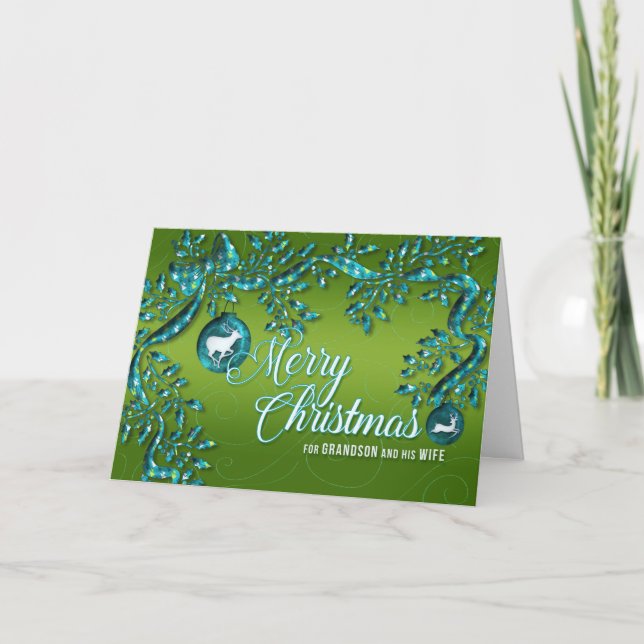für Grandson und Ehefrau Grün Türkis Weihnachten (Vorderseite)