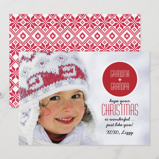 Für Großeltern bei Weihnachten Custom Foto Cards (Vorne/Hinten)
