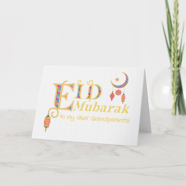 Für Großeltern Eid Mubarak Lanterns Moon Stars Karte (Vorderseite)