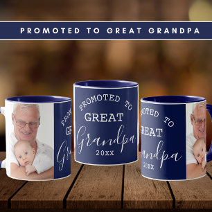 Für Großgroßvater 2 Foto Collage Blue befördert Tasse