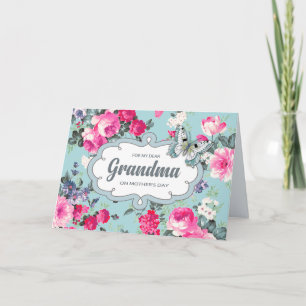 Für Großmutter am Muttertag. Vintage Rose Karte