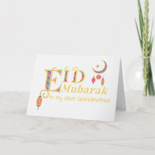 Für Großmutter Eid Mubarak Lanterns Moon Stars Karte