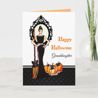Für Großtochter zu Halloween Hexe mit Broom Karte