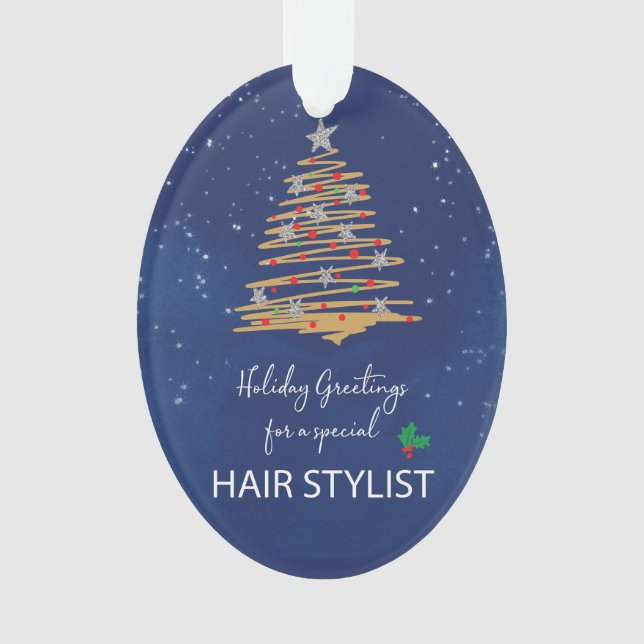 Für Hair Stylist Weihnachtsbaum Anpassbarer Name Ornament (Vorderseite)