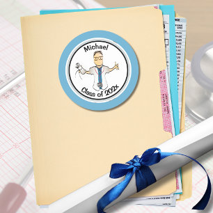 Für ihn Funny Blue Physician Doctor PA Abschluss Runder Aufkleber