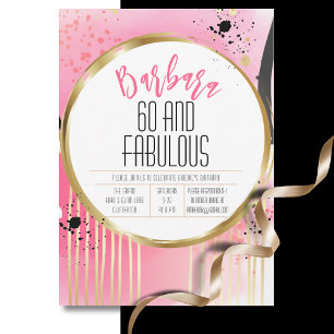 Für ihre 60 und fabelhafte Geburtstag heiß rosa Ab Einladung