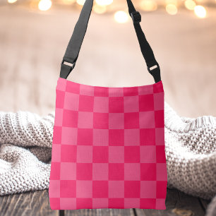 Für ihren einfachen einzigartigen rosa karierten C Tragetaschen Mit Langen Trägern