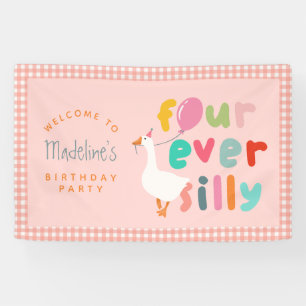 Für immer alberne Gans 4. Geburtstag Mädchen Willk Banner
