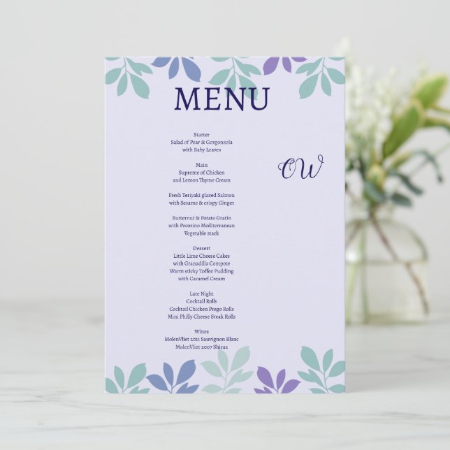 Für immer beginnt hier: Ein Hochzeitmenü Einladung (Stehend Vorderseite)