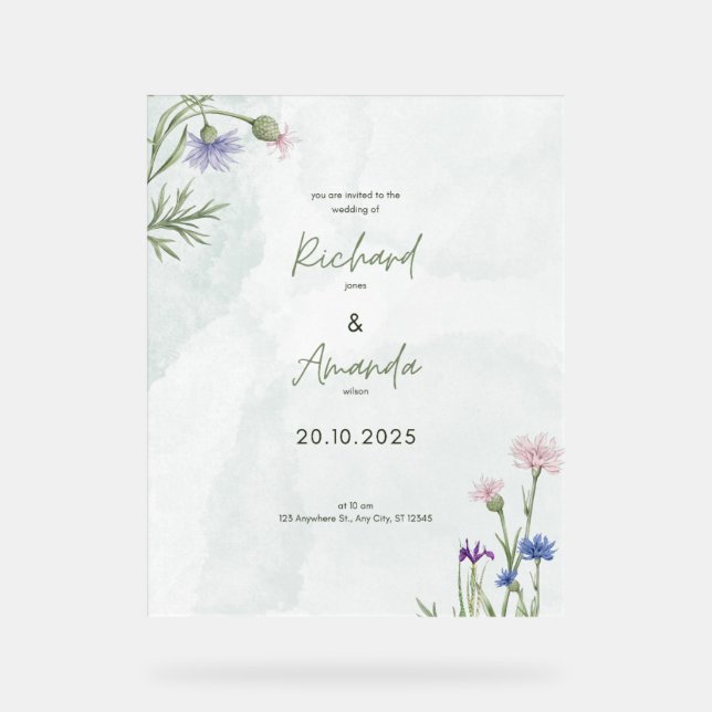 Für immer beginnt hier: Elegante Hochzeitsposter Acrylschild (Vorderseite)