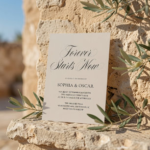 Für immer beginnt jetzt Hochzeit Luxus Beige Einladung