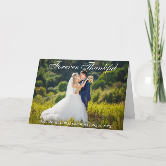 Für immer dankbar Hochzeit Vielen Dank Foto Falten Dankeskarte (Vorderseite)