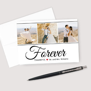 Für immer dankbar Hochzeitfoto Collage Schwarz-wei Dankeskarte