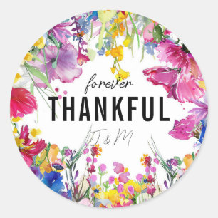 Für immer dankbar 🌻 💗 🌹 Meadow Blooms Collectio Runder Aufkleber