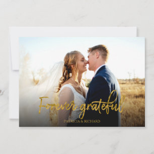 Für immer dankbare Goldfolie Hochzeit Danke Foto Karte