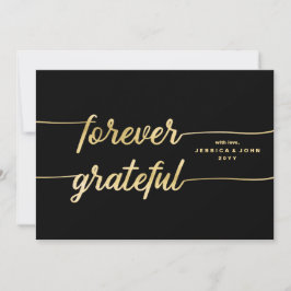 Für immer dankbare Goldkalligraphie-Foto-Hochzeit Dankeskarte