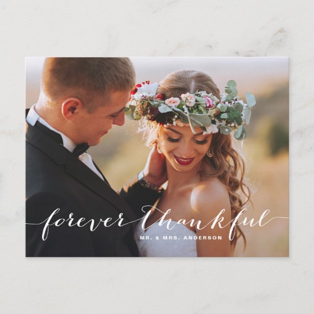 Für immer dankbares Foto Hochzeit Danke Postcard Postkarte (Vorderseite)