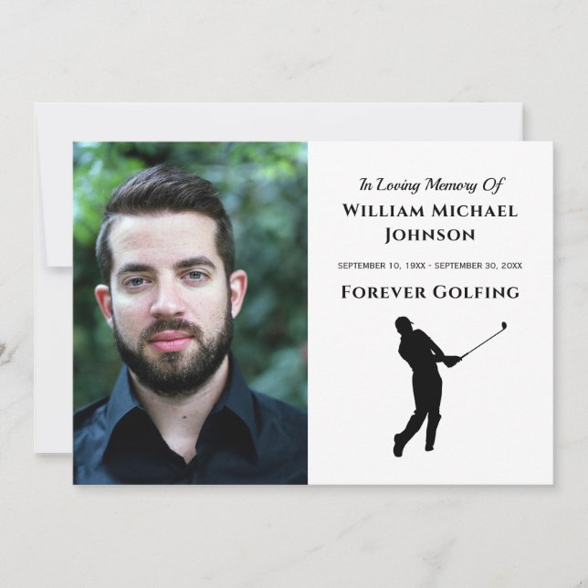 Für immer das Golfen von Foto-Gedenkfeier Dankeskarte (Vorderseite)
