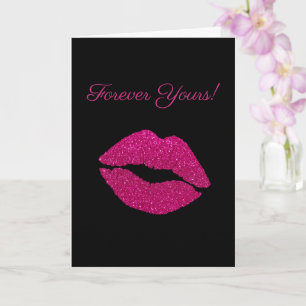 Für immer Dein - Heißrosa Glitter-Kuss-Jubiläum Karte