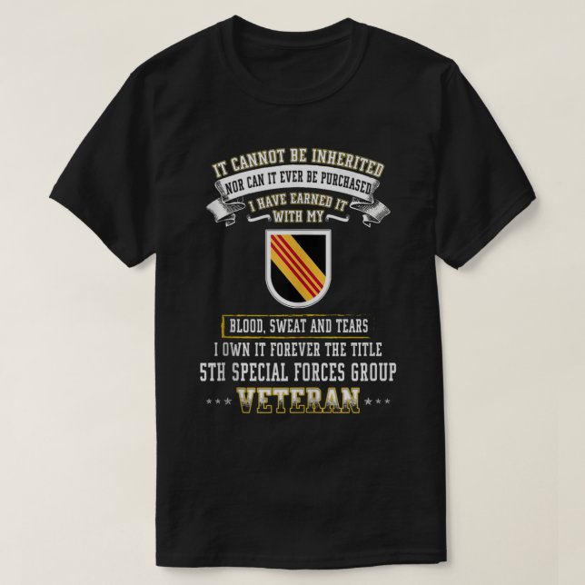 Für immer der Titel 5. Special Forces Group Vetera T-Shirt (Design vorne)