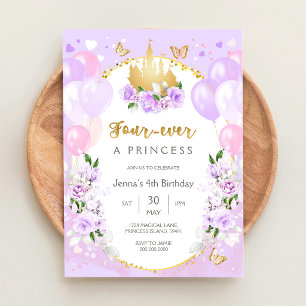 Für immer eine königliche Prinzessin zum 4. Geburt Einladung