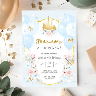 Für immer eine königliche Prinzessin zum 4. Geburt Einladung