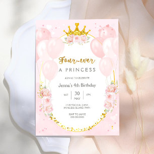 Für immer eine königliche Prinzessin zum 4. Geburt Einladung