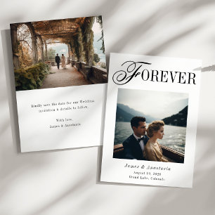Für immer einzigartige elegante 2-Foto-Hochzeit Save The Date
