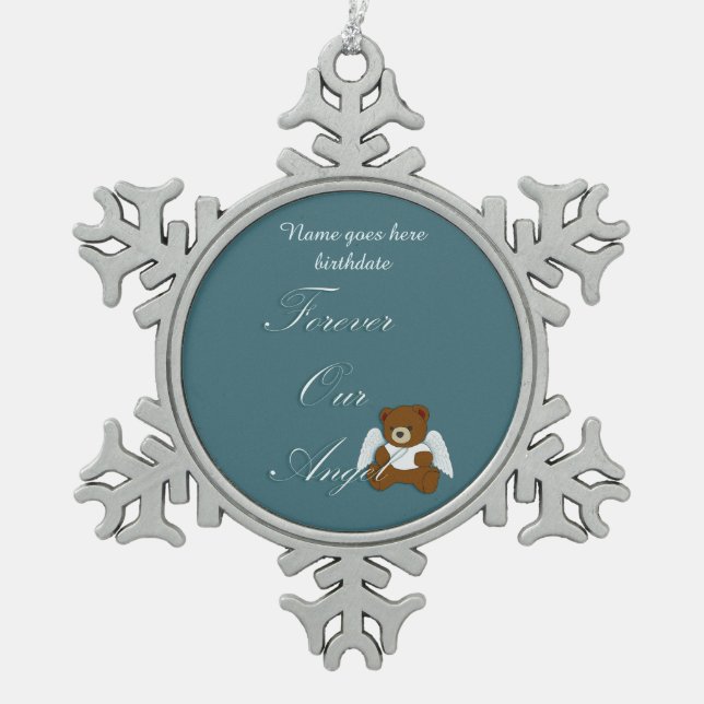 Für immer Engels-, Schwangerschafts- und Schneeflocken Zinn-Ornament (Vorderseite)