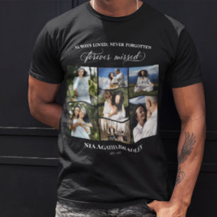 Für immer fehlte Elegant Memorial Foto Collage T-Shirt
