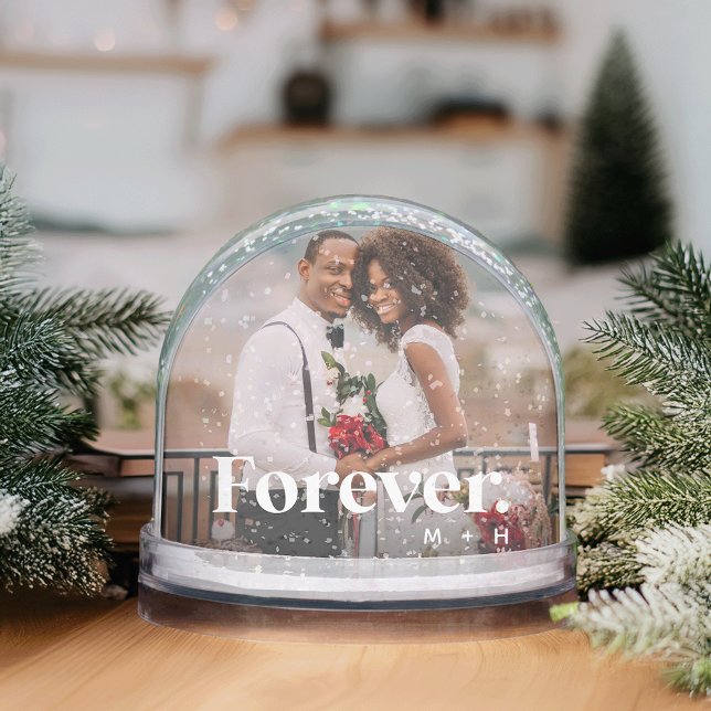 Für immer | Foto und Initialen für Hochzeiten Schneekugeln (Von Creator hochgeladen)