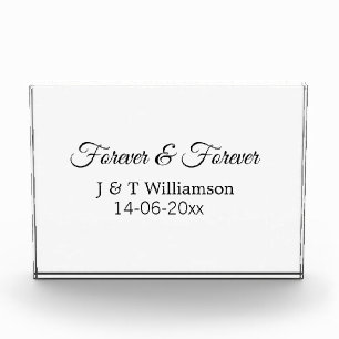 Für immer & für immer Name des Paares Datum Liebe  Fotoblock