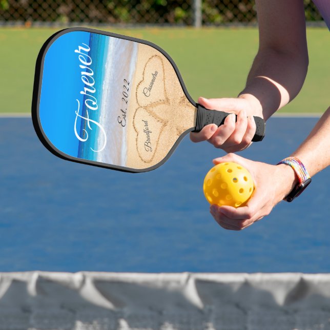 Für immer | Herzen in Sand Beach Pickleball Schläger (InSitu)