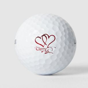 Für immer Herzen rot auf Weiß Golfball