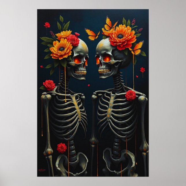 Für immer im Blut: Skelettliebhaber mit goldenem S Poster (Vorne)