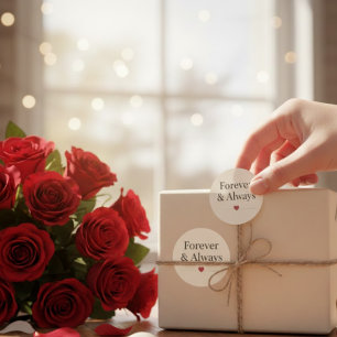 Für immer & Immer   Minimalistisches Herz Romantis Runder Aufkleber