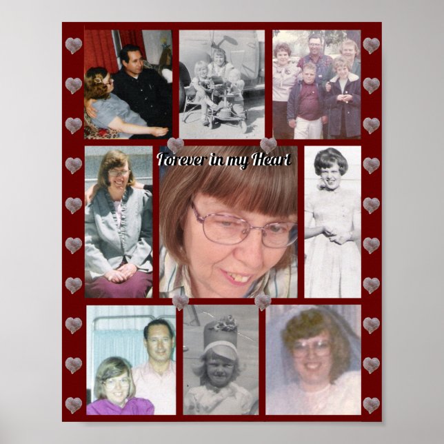 Für immer in meinem Herz Foto Collage Herz rot Poster (Vorne)