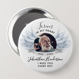Für immer in meinem Herzen Engel Flügel Foto Beerd Button