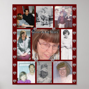 Für immer in meinem Herzen Foto-Collage Herzen Rot Poster