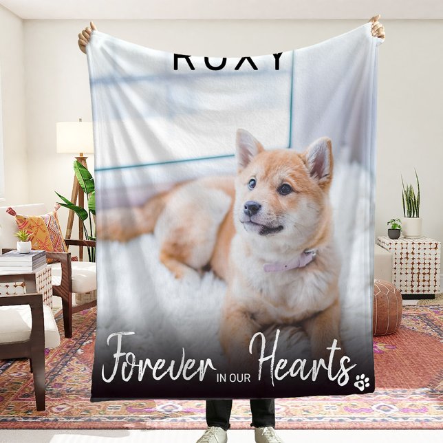 Für immer in unserem Heartnamen Pet Loss Memorial Fleecedecke (Von Creator hochgeladen)