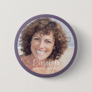 Für immer in unserem Hearts Custom Foto Memorial Button