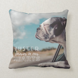 Für immer in unserem Hearts Dog Pet Foto Memorial Kissen