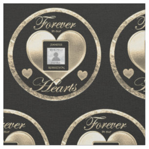 Für immer in unserem Hearts Foto Memorial Stoff