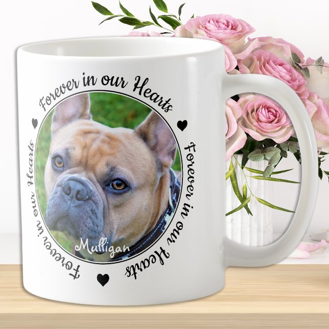 Für immer in unserem Hearts Foto Pet Memorial Kaffeetasse (Von Creator hochgeladen)